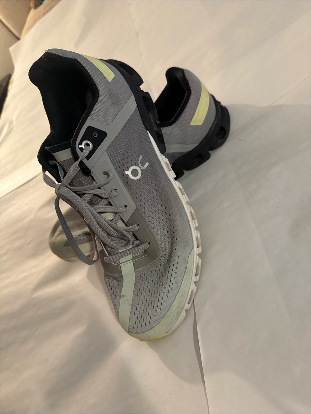 On Running Women's Gray and Light Yellow Cloud Running Shoes
